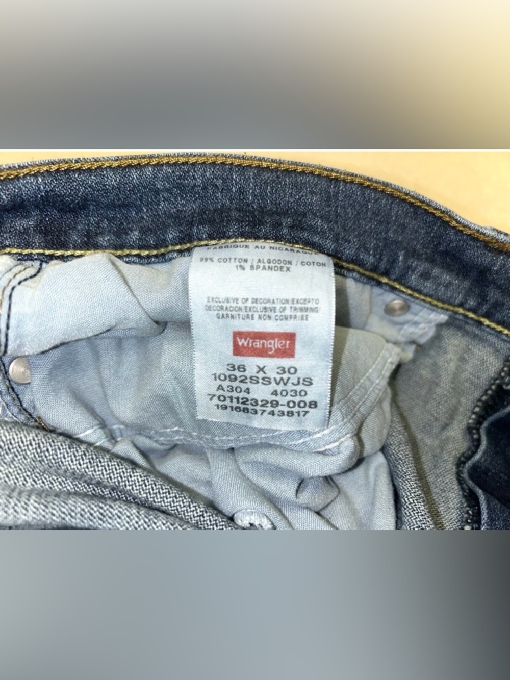 Men’s Wrangler Five Star Premium Slim Straight Blue Jeans Western Denim 36x30 - Picture 7 of 14